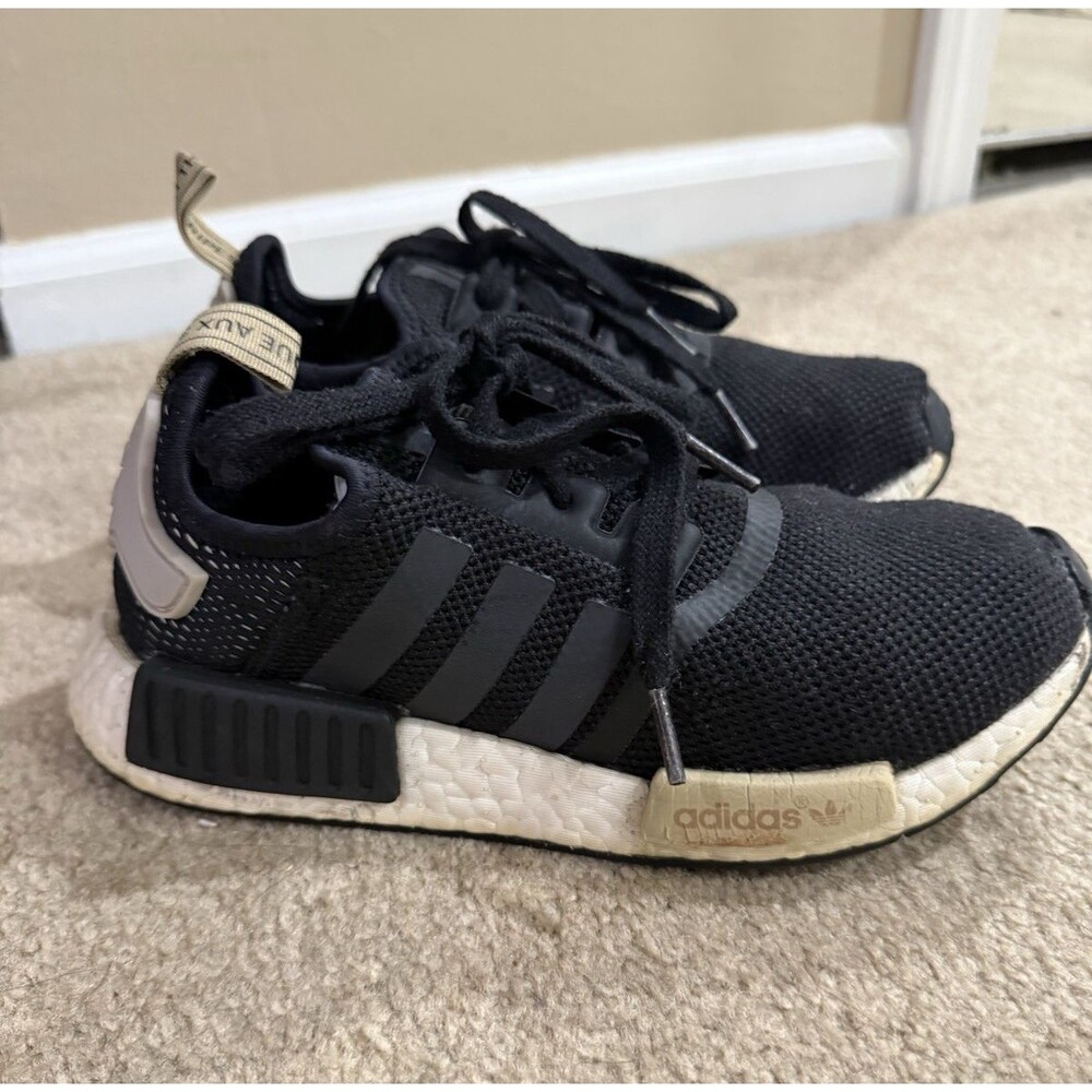 Adidas NMD R1 Boost Black Sneakers Womens 6.5 BA7751 Running Training Walking